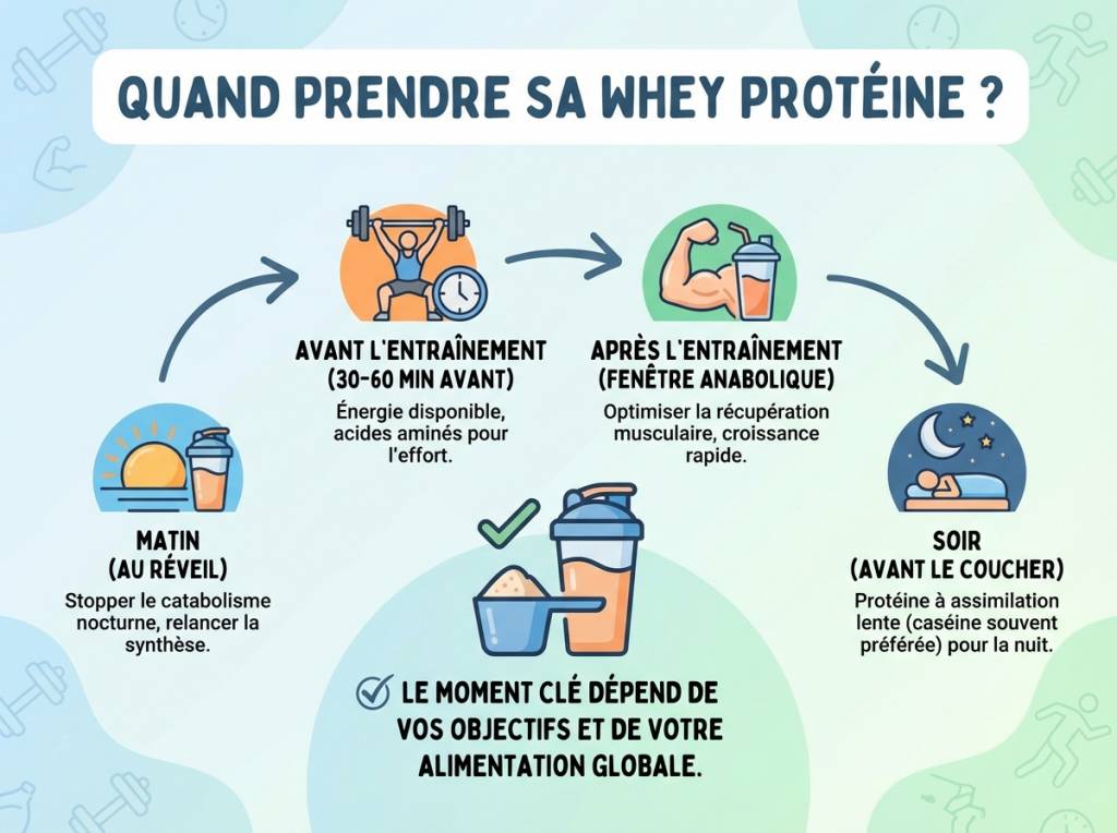 Quand prendre whey protein : avant ou après l’entraînement, le matin ou le soir ?